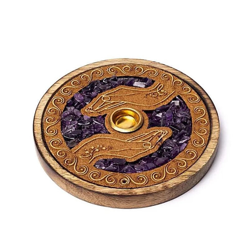 Incensário Mãos Curativas com Ametista