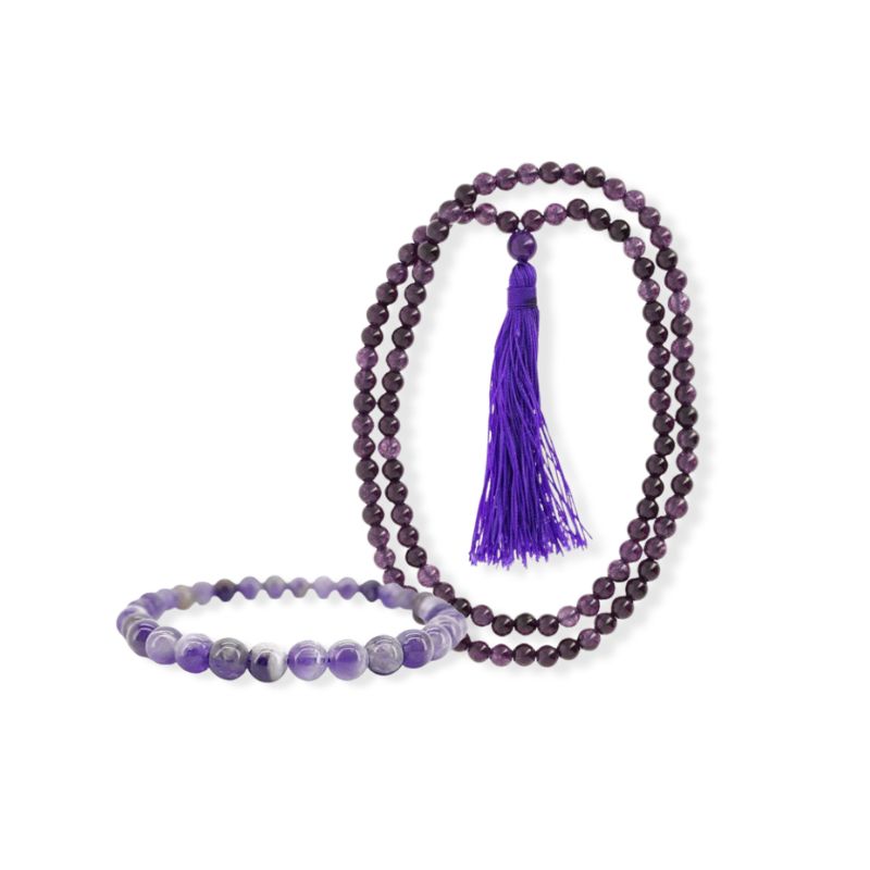 Kit de Japamala e Pulseira de Ametista