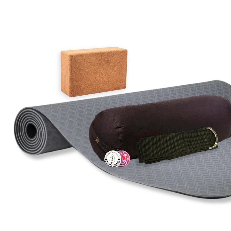 Kit de yoga completo - cinzento