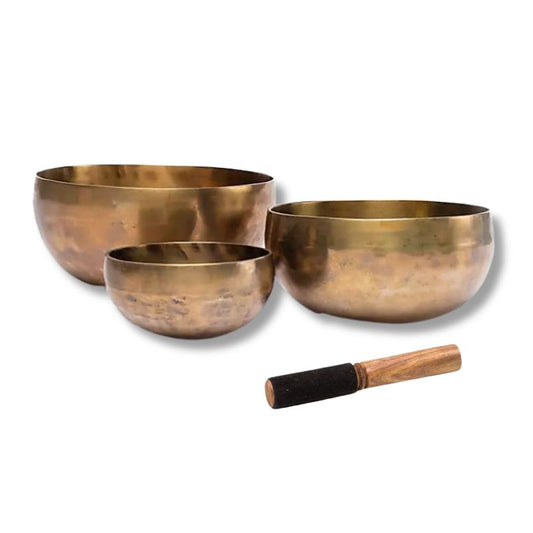 Taça tibetana Nada Yoga com batente em madeira